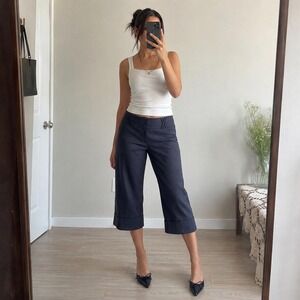 Smart Set Grey Pinstripe Capri pants Women 7 Y2K Office Dark Academia Minimalist